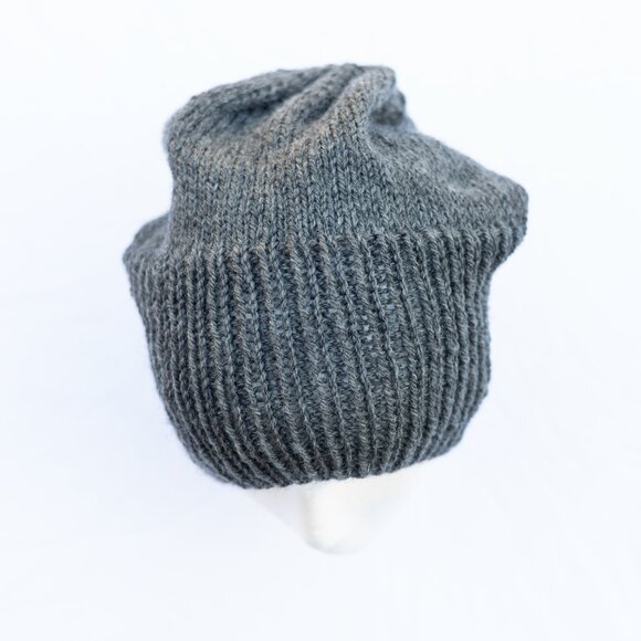 Charcoal Gray Wool Slouchy Knit Hat main image 5